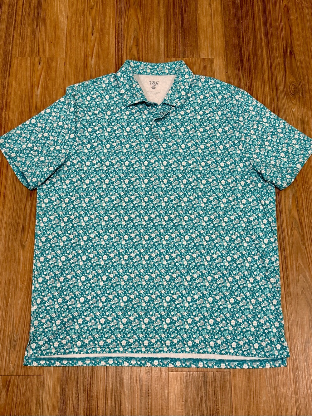 1764 Golf Men’s XXL Teal Floral Short-Sleeve Polo Shirt
